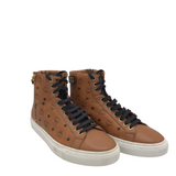 MCM LEATHER HIGH TOP MEN SHOE BROWN 41