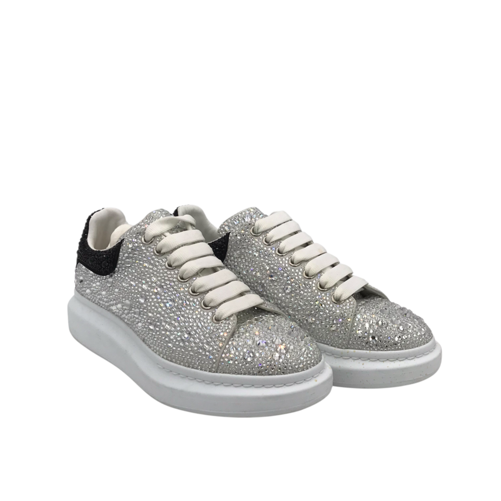 ALEXANDER McQUEEN OVERSIZE CRYSTAL EMBELLISH LUXE SHOES BLACK/WHITE 41