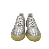 GIUSEPPE ZANOTTI IRIDESCENT LEATHER LOW TOP SNEAKERS MEN SHOE SILVER 42