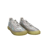 GIUSEPPE ZANOTTI IRIDESCENT LEATHER LOW TOP SNEAKERS MEN SHOE SILVER 42