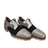 CHRISTIAN LOUBOUTIN LUIS SPIKE-TOE DERBY OXFORD MEN SHOE SILVER/BLACK 41