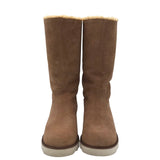 COACH RET$350 "VITORIA" SUEDE/SHERLING WEDGE CALF DESIGNER BOOTS BLACK 7