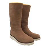 COACH RET$350 "VITORIA" SUEDE/SHERLING WEDGE CALF DESIGNER BOOTS BLACK 7