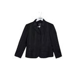CHANEL PEAKED LAPEL STRIPED COTTON SILK BLAZER LUXE BLAZER BLACK WHITE 42