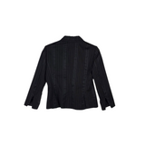 CHANEL PEAKED LAPEL STRIPED COTTON SILK BLAZER LUXE BLAZER BLACK WHITE 42