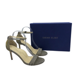 RET$450 GLITTER HEEL SANDAL DESIGNER SHOES SILVER 9.5