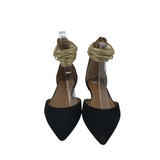 AQUAZZURA NWT$695 SUEDE ANKLE FLAT DESIGNER SHOES BLACK GOLD 37