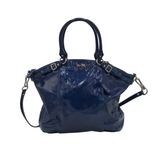 COACH PATENT LEATHER SATCHEL HANDBAG BLUE