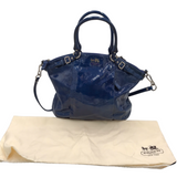 COACH PATENT LEATHER SATCHEL HANDBAG BLUE