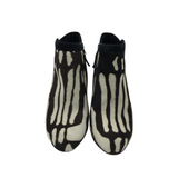 FENDI ZEBRA PRINT PONY HAIR ANKLE LUXE BOOTS BROWN/TAUPE 40