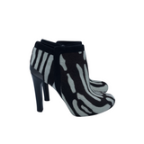 FENDI ZEBRA PRINT PONY HAIR ANKLE LUXE BOOTS BROWN/TAUPE 40