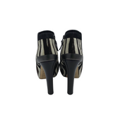 FENDI ZEBRA PRINT PONY HAIR ANKLE LUXE BOOTS BROWN/TAUPE 40