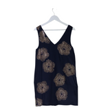 TRINA TURK SLEEVELESS STUDS DESIGNER DRESS NAVY GOLD 6