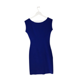 DIANE VON FURSTENBERG SLEEVELESS SIDE PLEATS DESIGNER DRESS BLUE 6