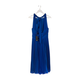 UNGARO NWT$795 HALTER MIDI DESIGNER DRESS BLUE LARGE