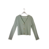 VINCE CASHMERE LONG SLEEVE DESIGNER CARDIGAN GREEN MEDIUM