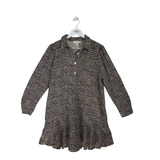 AVARA NWT$84 ANIMAL LS DRESS CREME BLACK MEDIUM