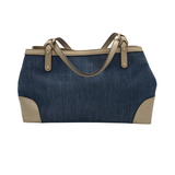GUCCI DENIM LEATHER SHOULDER LUXE HANDBAG BLUE/GOLD