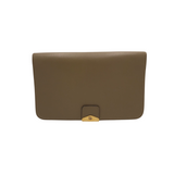 DIOR VINTAGE LEATHER CLUTCH LUXE HANDBAG TAUPE