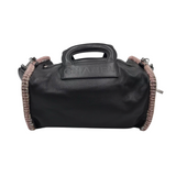 CHANEL LEATHER/TWEED TRIM TWO-WAY LUXE HANDBAG BLACK