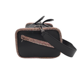 CHANEL LEATHER/TWEED TRIM TWO-WAY LUXE HANDBAG BLACK