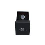 COACH LEATHER STRAP CRYSTALS WATCH NAVY SILVER