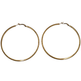 CHANEL LARGE GOLD TONE HOOP EARRING LUXE JEWELRY