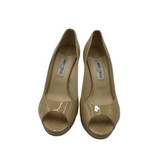 JIMMY CHOO "LUNA" PEEP TOE PUMPS SHOES NUDE 41