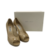 JIMMY CHOO "LUNA" PEEP TOE PUMPS SHOES NUDE 41