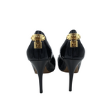 LOUIS VUITTON "OH REALLY" PEEP TOE PATENT LUXE SHOES BLACK 41