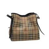 BURBERRY HAYMARKET COATED CANVAS TOTE LUXE HANDBAG BROWN