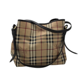 BURBERRY HAYMARKET COATED CANVAS TOTE LUXE HANDBAG BROWN