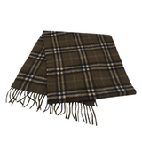 BURBERRY CASHMERE PLAID SCARF LUXE ACCESSORIES OLIVE BLACK