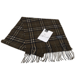 BURBERRY CASHMERE PLAID SCARF LUXE ACCESSORIES OLIVE BLACK