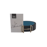 HERMES RET:$1100 "ROYAL" REVERSIBLE BELT LUXE MEN BELT NAVY/TURQUOISE 105