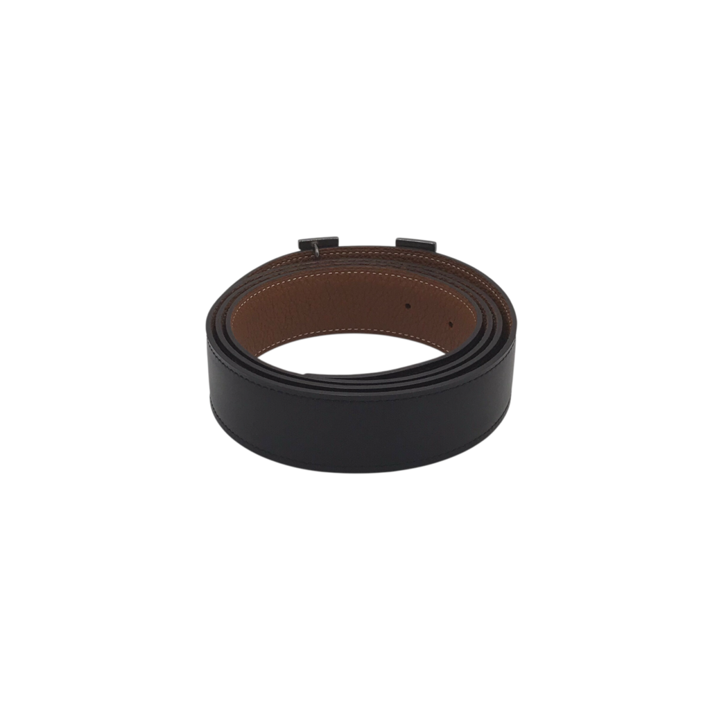 HERMES 925 "TOUAREG" REVESIBLE LEATHER LUXE MEN BELT BLACK/BROWN 105