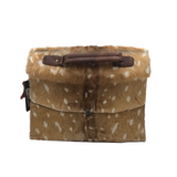 AMERICAN DARLING SPOTTED DEAR HAIR LEATHER BRIEFCASE HANDBAG TAN BROWN