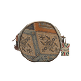 CANVAS WESTERN HANDBAG BEIGE BLUE