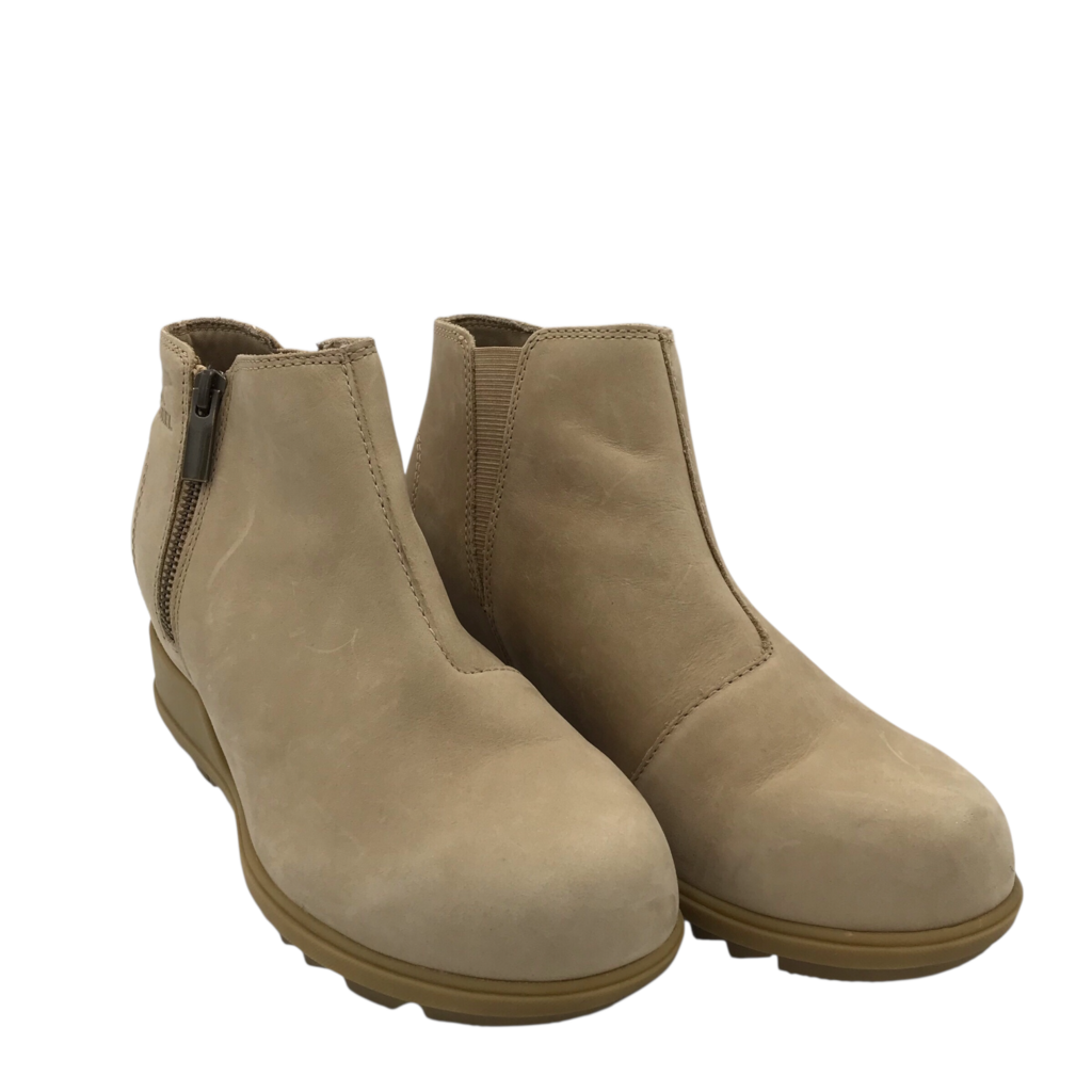 SOREL WEDGE BOOTIE BOOTS SAND 8