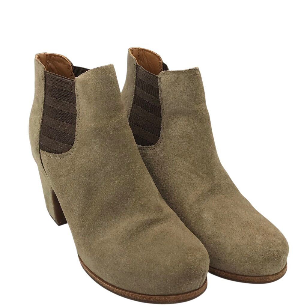 KORK-EASE HEELED SUEDE BOOTIE BOOTS TAN 7M