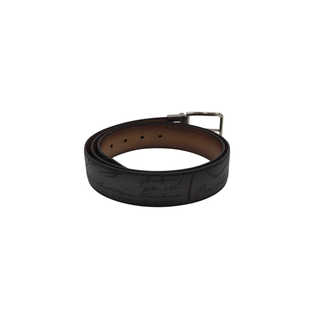 BERLUTI RET$780 LEATHER BELT LUXE MEN BELT BLACK 38