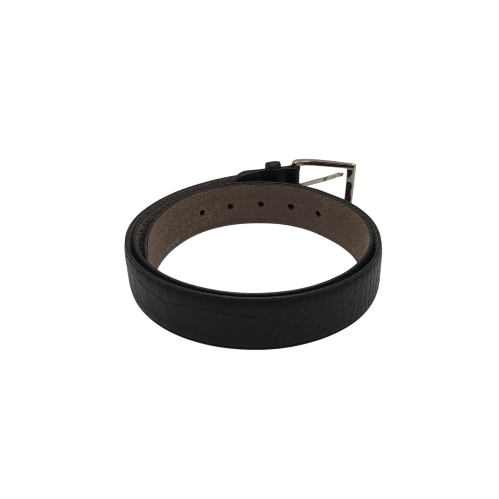 LEYVA CROC LEATHER MEN BELT BLACK 40