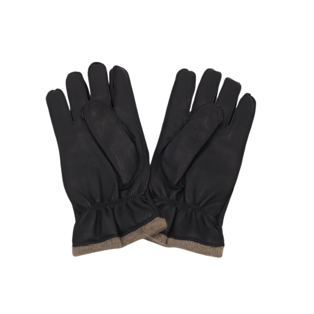 SAKS FIFTH AVENUE RET$265 CASHMERE GLOVES MEN ACCESSORIES BLACK BROWN LARGE