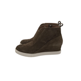 LINEA PAOLO SUEDE ANKLE WEDGE SNEAKER SHOES OLIVE 7.5