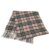 BURBERRY CASHMERE PLAID SCARF LUXE ACCESSORIES BEIGE/RED