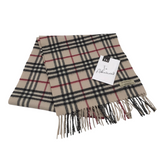 BURBERRY CASHMERE PLAID SCARF LUXE ACCESSORIES BEIGE/RED