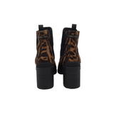 PRADA OCELOT-PRINT CALF HAIR CHELSEA LUXE BOOTS BROWN/BLACK 37.5