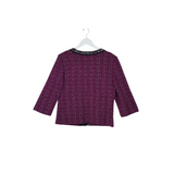 ST JOHN COLLECTION WOOL BLEND TWEED ZIP LONG SLEEVE DESIGNER BLAZER PURPLE NAVY 10