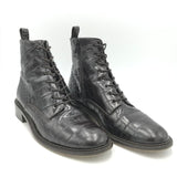 CROC EMBOSSED LACE UP DESIGNER BOOTS BROWN 10M