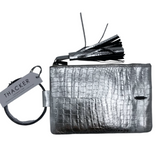 THACKER NWT$128 WRISTLET HANDBAG SILVER